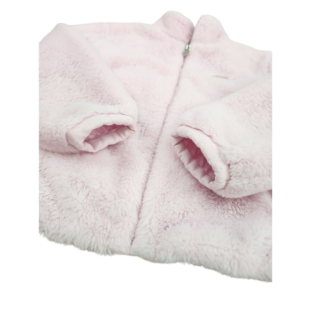 Nike Girls Faux Fur Fuzzy Swoosh Bomber Jacket Pink Size 5-6 Medium - Picture 4 of 8